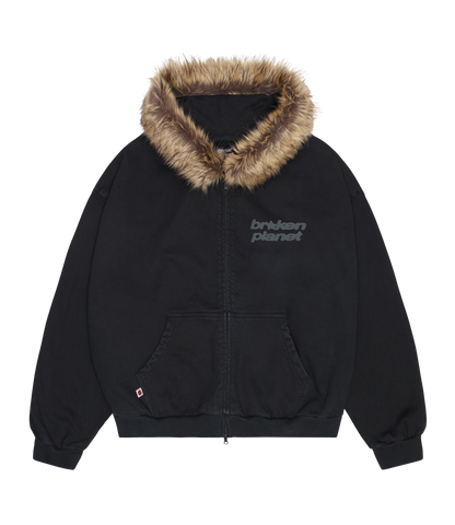 Star Logo Fur Zip-Up Hoodie