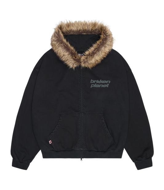 Star Logo Fur Zip-Up Hoodie