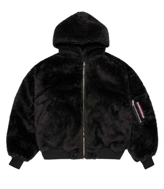 Reversible Snow Camo Fur Bomber Jacket